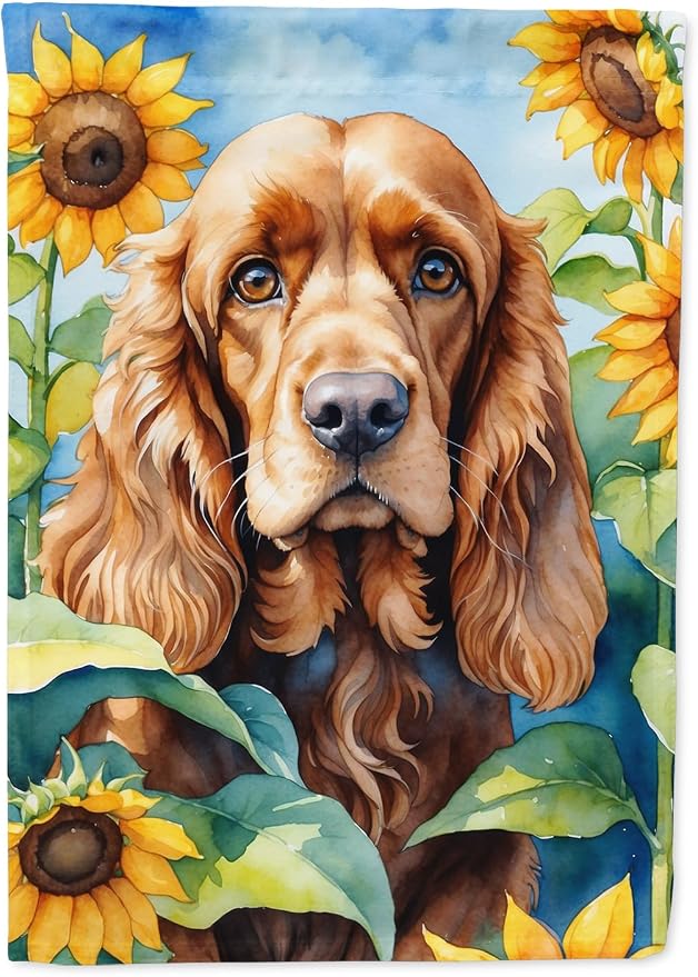 Caroline's Treasures DAC6059GF Cocker Spaniel in Sunflowers Garden Flag Mailbox Flag Decorative Yard Flag Banner Outside Patio Artwork Yard Flower Beds, Garden Size, Multicolor