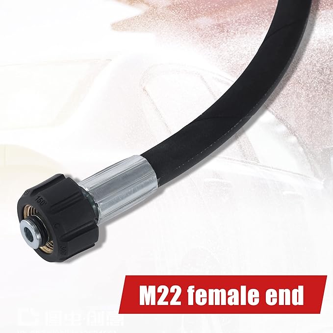 Tool Daily Pressure Washer Whip Hose with Swivel, Reel Connector Hose for Pressure Washing, 2 FT (3/8 NPT Solid + M22 Female)
