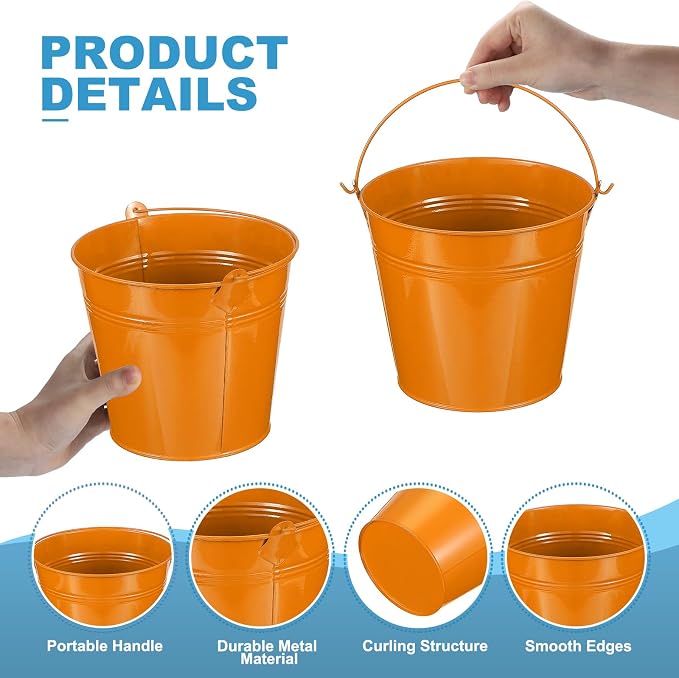 PATIKIL 6"x5" Small Metal Buckets with Handle, 12 Pcs Mini Bucket Easter Buckets, Red/Yellow/Blue/Light Purple/Pink/Light Green/Orange/Light Blue/White/Green/Rose Red/Dark Purple