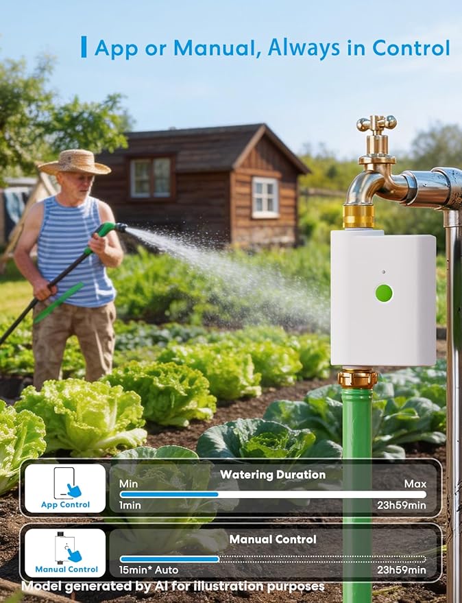 meross WiFi Water Timer for Garden Hose, Smart Hose Timer with Brass Inlet & Outet, WiFi Sprinkler Valve Work with Apple Homekit, Alexa & Google Assistant, Smart Rain Skip for Lawn, Garden & Yard