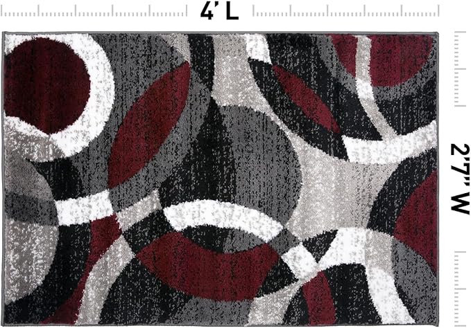 Rugshop Abstract Circles Contemporary High Traffic Area Rug Red 2'7" x 4' | Fade Resistant, Living Room, Bedroom, Dining Room, Home Office, Kitchen, Entryway, Hallway, Nursery, Kids Room