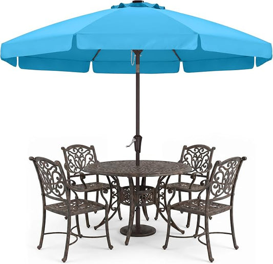ABCCANOPY 11ft Scalloped Patio Umbrella, Outdoor Table Umbrella with Tilt and Crank, Fiberglass Ribs Deck Umbrella for Patio, Pool, Garden, Picnic (Turquoise)