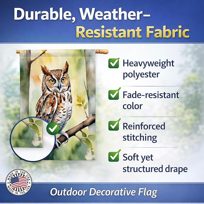 Caroline's Treasures Eastern Screech Owl House Flag Large Porch Sleeve Pole Decorative Outside Yard Banner Artwork Wall Hanging, Polyester, House Size, Multicolor