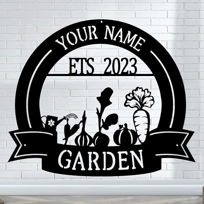 CFC0121321 Vegetable Farm Sign - Outdoor Decor, Personalized Metal Garden Plaques, Custom Name Signs for Men, Women, Mom, Dad, Rustic Decorations