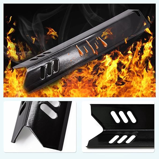 Criditpid Porcelain Grill Heat Shields Replacment for Dyna-Glo DGF510SBP, DGF493BNP, 15 inch Grill Heat Plates for Backyard Grill Replacement Parts BY15-101-001-02, BY13-101-001-13, GBC1460W, 4-Pack