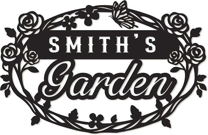 Custom Metal Garden Name Sign – Personalized Outdoor Wall Art, Family Last Name Yard Sign, Vegetable Garden Decor & Housewarming Gift