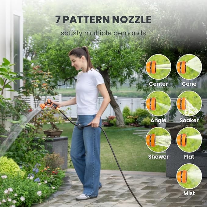 Giraffe Tools Retractable Garden Hose Reel 1/2 Inch x 130 ft, Super Heavy Duty, Any Length Lock, Slow Return System, Wall Mounted and 180 Deg Swivel Bracket