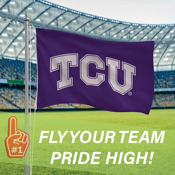 NCAA Texas Christian University Flag with Grommets, 3'x5' TCU Horned Frogs Outdoor College Flags & Banners for Garden Patio Indoor Wall Décor