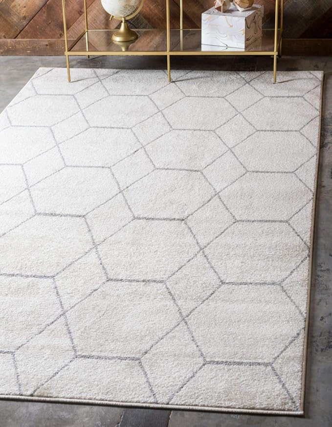 Unique Loom Trellis Frieze Collection Area Rug - Geometric (2' x 3' 1", Ivory/ Gray)