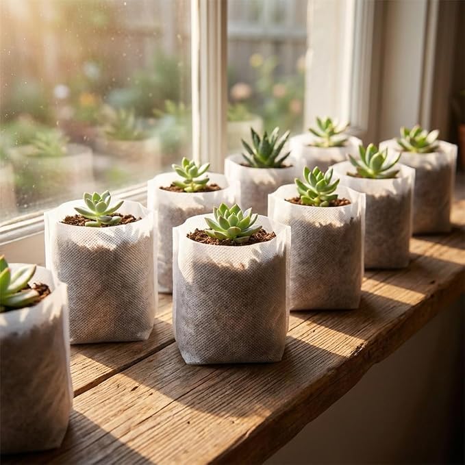 gardtree 1/16 Gallon 400PCS Small Plant Nursery Bags 4x4.7 Inch, Non-Woven Seedling Bags, Breathable & Sturdy Grow Bags for Succulents Vegetables, Easy Transplant, Space-Saving for Home Garden