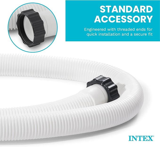 INTEX Krystal Clear 3,000 GPH Sand Filter Pump with 2-Pack Replacement Hose | 26651EG - 16" Tank for Above Ground Pools: 5,500 to 19,600 Gal, 120 lb Sand Capacity - Improved Circulation & Filtration
