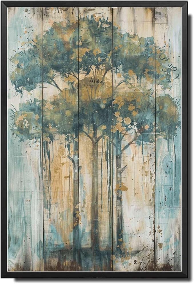 Metal Sign Tin Sign Vintage Shabby Chic Umbrella Tree Tin Sign for Vintage Rustic Home Decor and Distressed Wood Pan Home Deccor Store Home Decor for Pub 12×16 Inches with Metal Frame