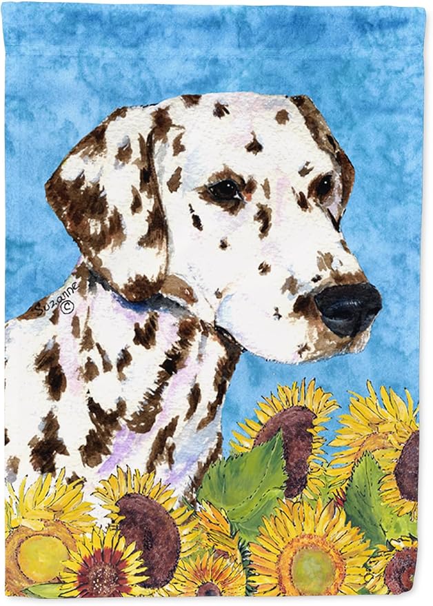 Caroline's Treasures SS4238GF Dalmatian in Summer Flowers Garden Flag Mailbox Flag Decorative Yard Flag Banner Outside Patio Artwork Yard Flower Beds, Garden Size, Multicolor