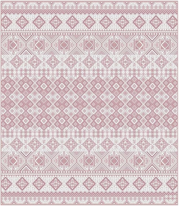 Gertmenian Indoor Outdoor Bohemian Area Rug - 5x7 Standard, Fade Resistant, Ideal for High Traffic in Living Room, Bedroom, Patio - Moroccan, Pink, 27109