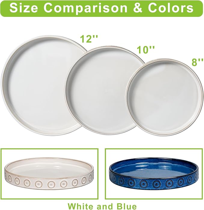 Eightpot Plant Drip Tray - Ceramic Plant Saucer for Outdoors 9.3 Inch Plant Tray for Indoors No Holes Plant Pot Saucer Plant Dishes to Catch Water Round Plant Drainage Trays, Cream White