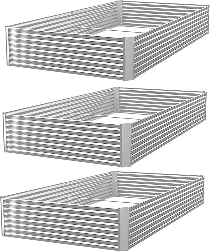 3pcs 8x4ft Galvanized Raised Garden Bed Outdoor,Above Ground Garden Bed for Vegetable,Metal Raised Beds for Flower,Steel Raised Beds for Gardening