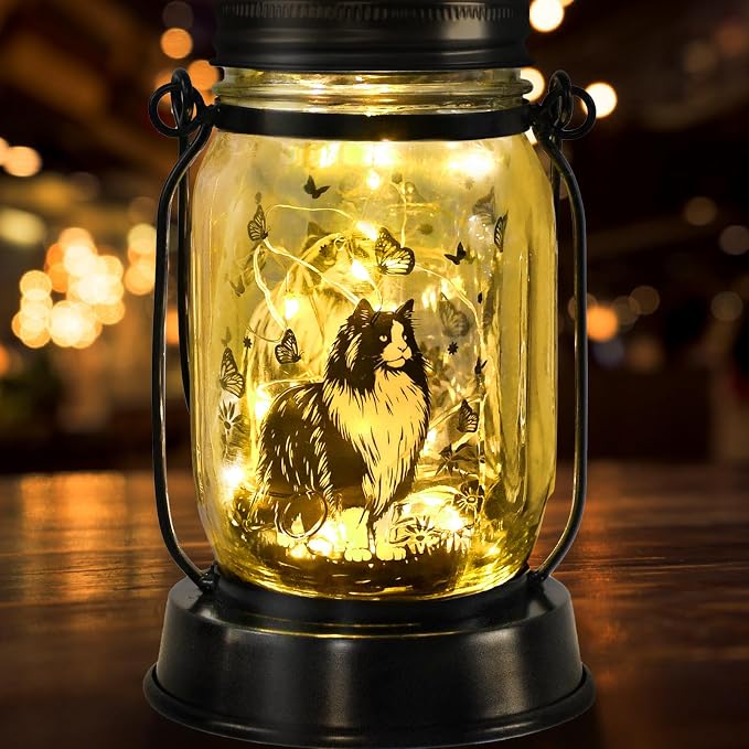 Birman Cat Gifts for Women/Men Birman Cat Solar Lanterns Gifts for Grandma Women Mom Sister, Pet Lovers Lantern Pet loss Memorial Light, Solar Garden Decoration Outside for Yard, Patio,Backyard,Porch