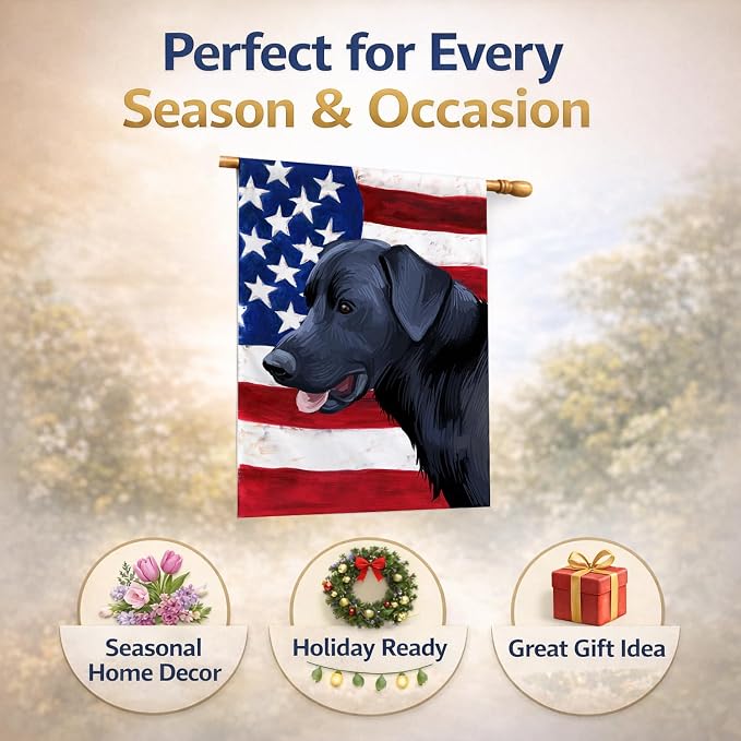 Caroline's Treasures CK6611CHF Majorca Shepherd Dog American Flag House Flag Large Porch Sleeve Pole Decorative Outside Yard Banner Artwork Wall Hanging, Polyester, House Size, Multicolor