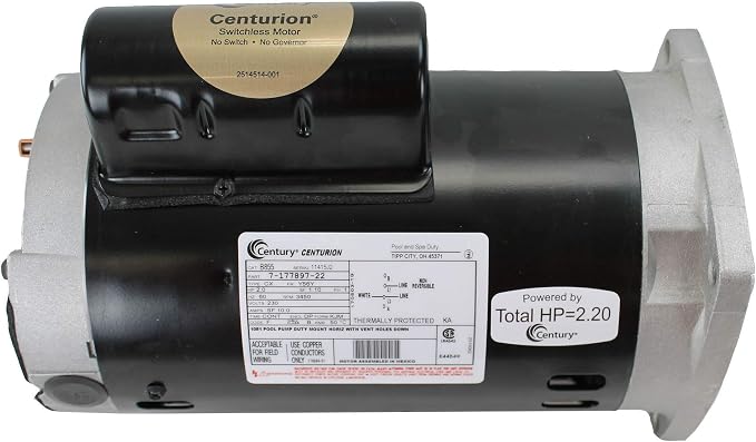 Century Electric B855 2-Horsepower 56Y-Frame Up-Rated Square Flange Replacement Motor (Formerly A.O. Smith)