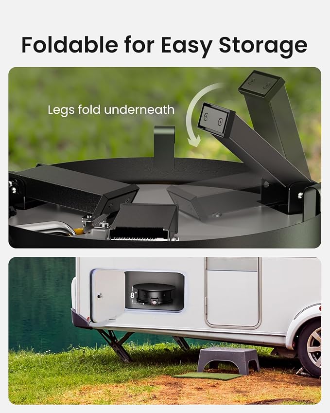 Ciays Propane Fire Pit 19 Inch, Gas Portable Large Fire Pit with Grill Grate, Folding Legs, Hose Hooks, Propane Tank Holder, Cover & Carry Strap, CSA Certified,Portable, 58,000 BTU