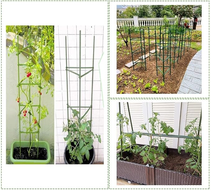 72inch/6ft Garden Stakes, 25pcs Plant Stakes, Plastic Coated & Steel Tube Plant Supports, Sturdy Tomato Sticks for Garden