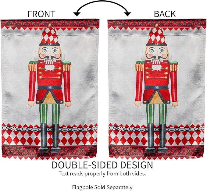 Evergreen Flag Christmas Nutcracker Lustre Garden Flag 12x18 Inches Double Sided | Christmas Garden Flag for Outside | Weather and Fade Resistant | Outdoor Flag For Yards and Gardens