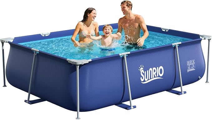 Metal Pro 10' X 79" X 26" Rectangle Pool Durable Steel Frame Above Ground Pool for Outdoor Backyard Swimming Pool Suitable Friends Family Adults Kids