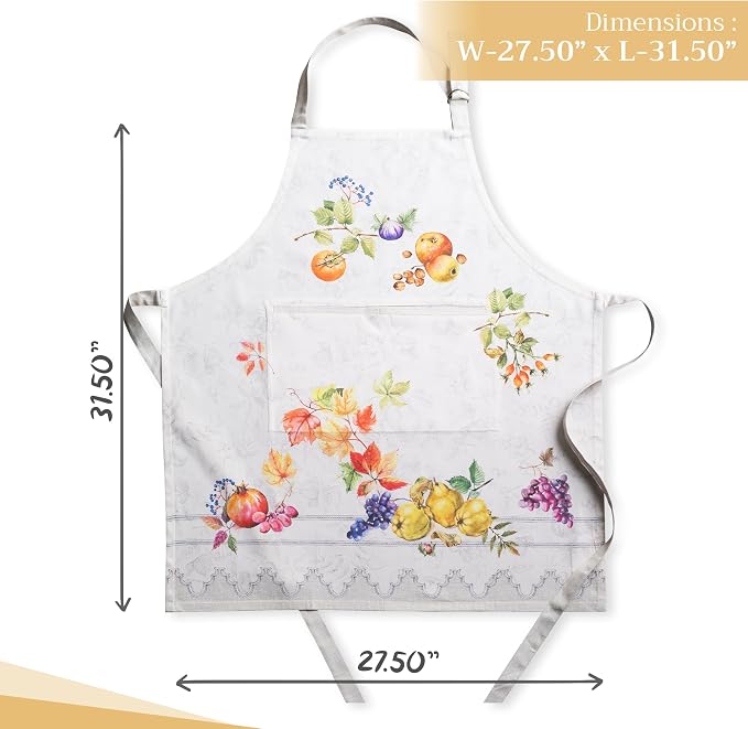 Maison d' Hermine Aprons for women with Pocket 100% Cotton (27.50"x31.50") | Adjustable Neck Strap & long ties Apron Men Chef Wedding Cooking Gardening Server Maid