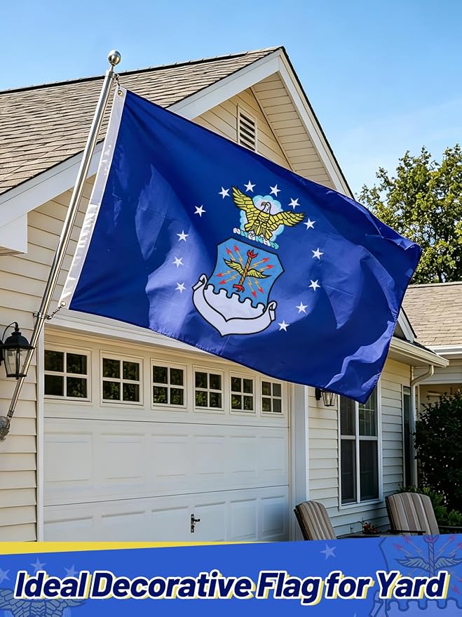Double-Sided Embroidered Flags for Outside 3x5-210D Oxford Fabric Weatherproof Military Flags with 2 Brass Grommets for Garden Patio Decor, Gift for Veteran & Service Member (Blue)