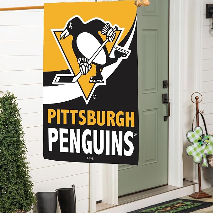 Team Sports America NHL Pittsburgh Penguins House Flag, 28 x 44, Double Sided Garden Flags for Outside, Outdoor Flags & Banners for Gardens Patio, Indoor Wall Decor Flag for Room