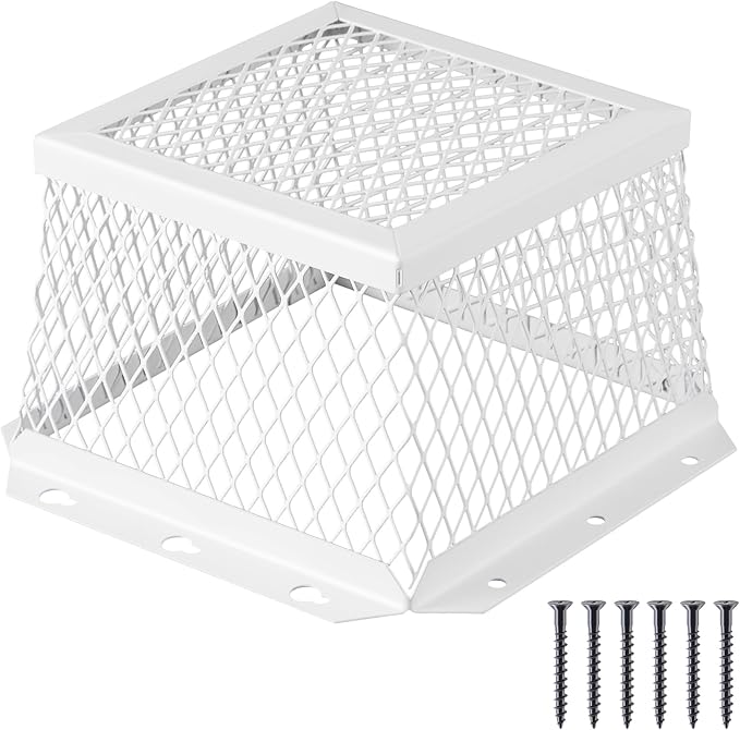 Pasimy 1 Pcs 7" l x 7" W x 5" H White Stainless Steel Vent Guard, Outside Dryer Vent Cover, Bird & Rodent Proof Exhaust Guard Hood Cover for Bathroom Kitchen Outdoor
