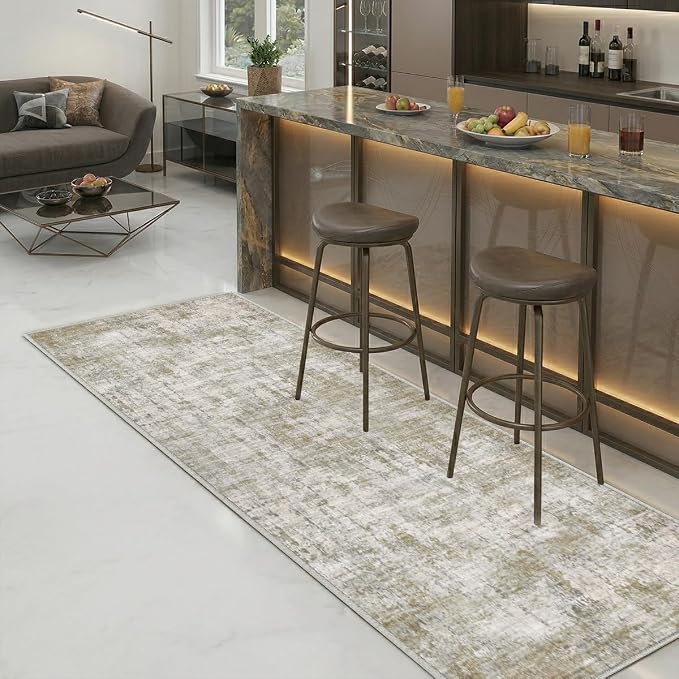 2x6 Abstract Kitchen Runner Rug Washable Non-Slip Bedroom Rugs | Non Slip Soft Rug Modern Abstract Indoor Floor Stain Resistant Carpet for Bedroom Dining Room Farmhouse Nursery Home Office