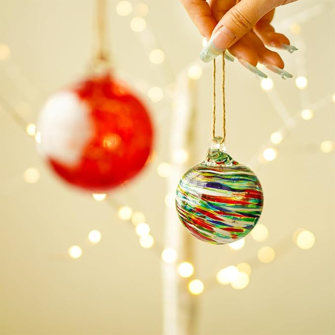 6Pcs Hand-Blown Glass Ornament Balls 2.3'' Hanging Witches Ball Gazing Ball | Exquisite Hand-Blown Glass Craft, Ideal for Home Window Outdoor Garden Patio Xmas Tree