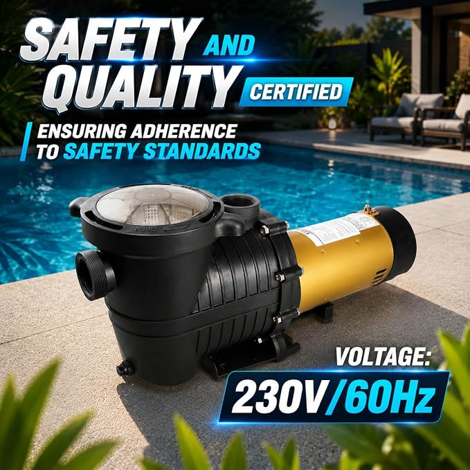 XtremepowerUS Dual Speed In-Ground Swimming Pool Pump Spa High Flow 1.5" NPT With Slip-On Fitting Included, Filter Basket, 230V