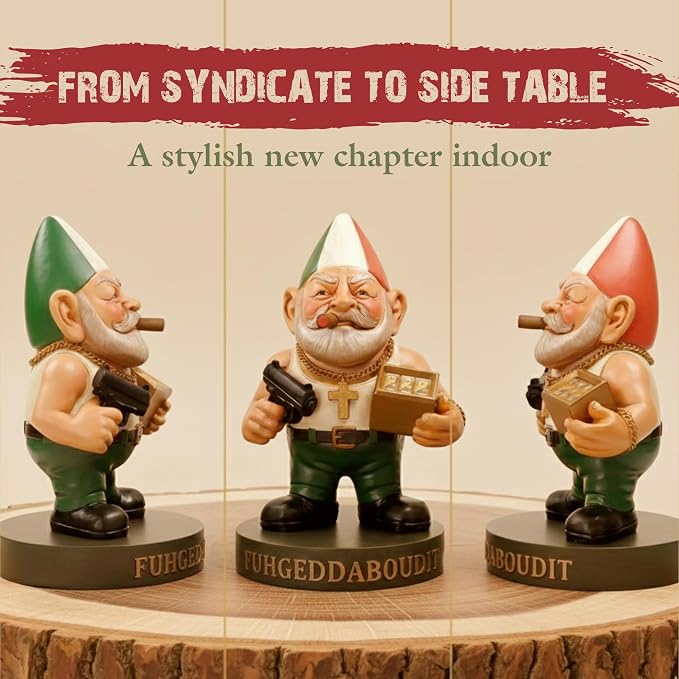 Vito CorleGnome' - 11’’ Funny Gnome Decorations/Ornaments/Figurines for Home/Yard/Patio/Garden/Indoor Statues - Italian Decor - Grandmother Mom Non Solar