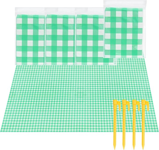 4 Pcs Disposable Outdoor Picnic Blankets 70.9''x70.9'' Portable Pocket Blanket Foldable Waterproof Picnic Mats Sandproof Beach Blanket with Ground Spikes for Beach Travel Hiking Camping