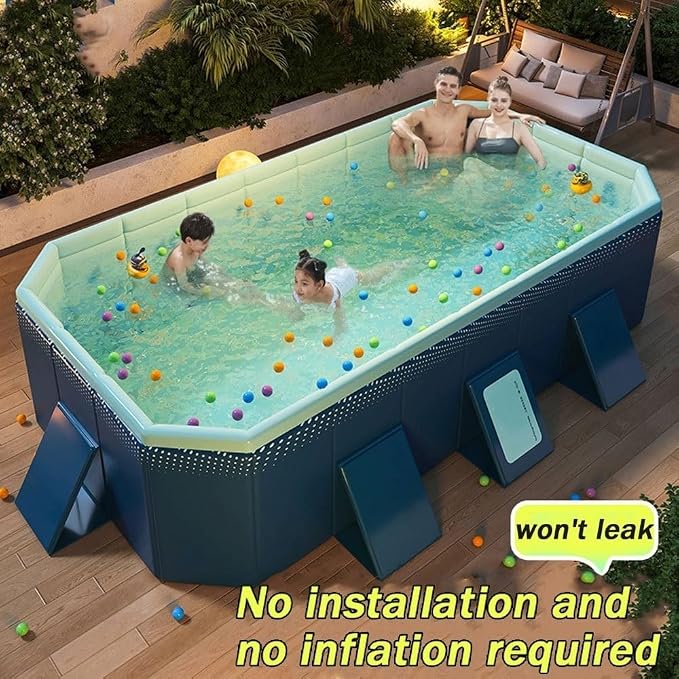 Versatile Foldable Swimming Pool, Pools Above Ground for Family, Non Inflatable Pool (Color : Dark Blue, Size : 116.1in/295cm)