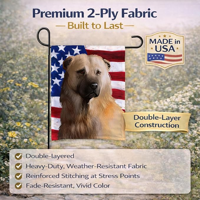 Caroline's Treasures CK6384GF Afghan Shepherd American Flag Garden Flag Mailbox Flag Decorative Yard Flag Banner Outside Patio Artwork Yard Flower Beds, Garden Size, Multicolor