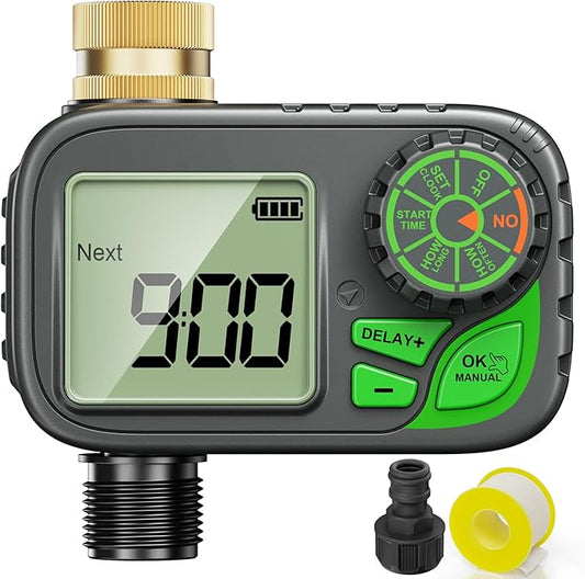 Sprinkler Timer Water Hose Timer，Digital Irrigation Outdoor Waterproof | Outdoor Waterproof,Automatic Watering, Manual Override, Yard & Lawn Use with Rain Delay