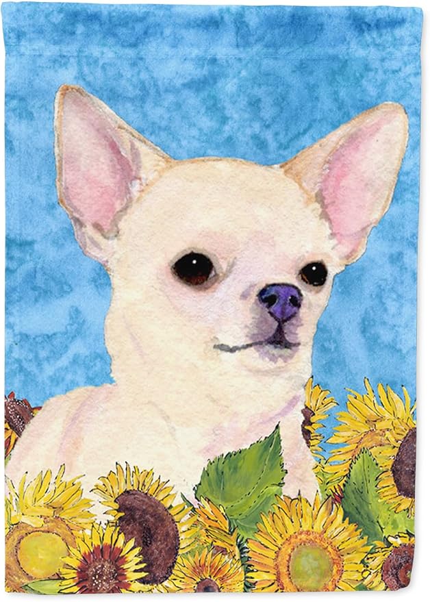 Caroline's Treasures SS4241GF Chihuahua in Summer Flowers Garden Flag Mailbox Flag Decorative Yard Flag Banner Outside Patio Artwork Yard Flower Beds, Garden Size, Multicolor