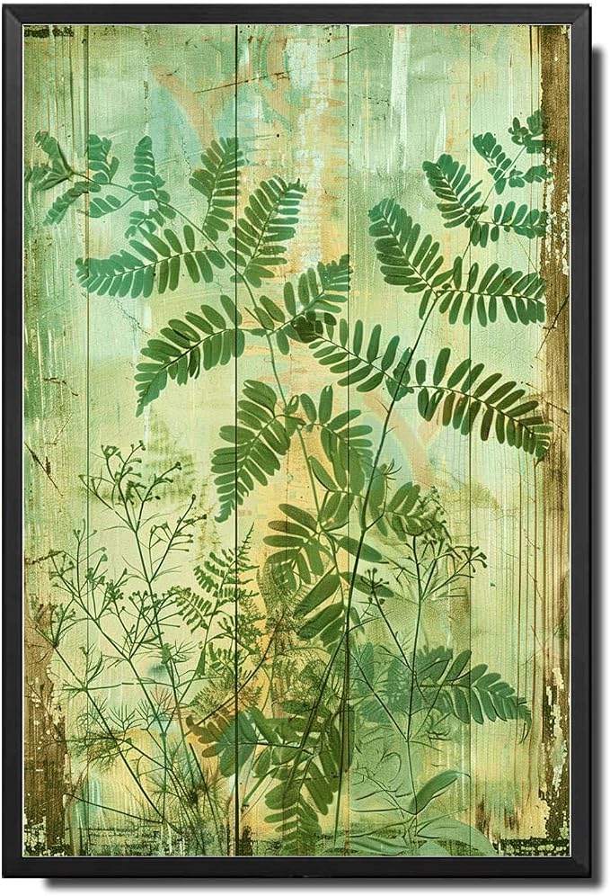 Metal Sign Tin Sign Vintage Wall Art Vintage Rustic Maidenhair Fern Tin Sign for Feathery Fronds Display Shabby Chic Style and Corrosi Bathroom Signs Decor for Room 6×8 Inches with Metal Frame