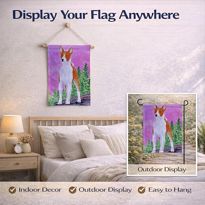 Caroline's Treasures SS8611GF Basenji Garden Flag Mailbox Flag Decorative Yard Flag Banner Outside Patio Artwork Yard Flower Beds, Garden Size, Multicolor