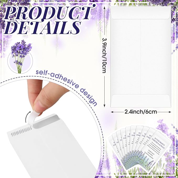 Fumete 120 Pack Lavender Seed Packets Bulk Memorial Day Lavender Coin Envelopes Kraft Small Celebration of Life Funeral Favors for Guests Veterans Day Sentimental Funeral Service Gift, 3.9 x 2.4 Inch