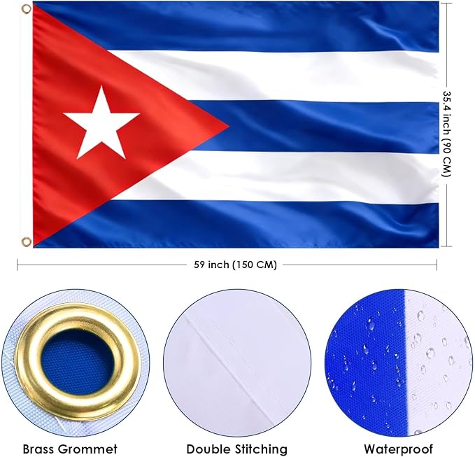 Ahfulife Cuba Flag 3x5 Ft for Revolution Day, 2 Pcs Large Cuban National Flag for Outdoor Indoor, Double Sided with Brass Grommets for July 26th Celebrations, Independence Day, Party Street Decor