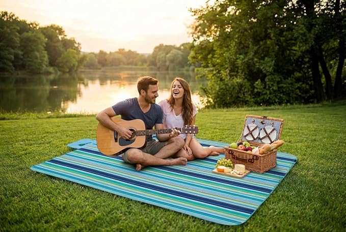 Beach Blanket Extra Large Picnic Blankets Sandproof Waterproof Outdoor Indoor Blanket Lightweight Handy Mat Portable Beach Mat for Camping Hiking Travel Park Grass