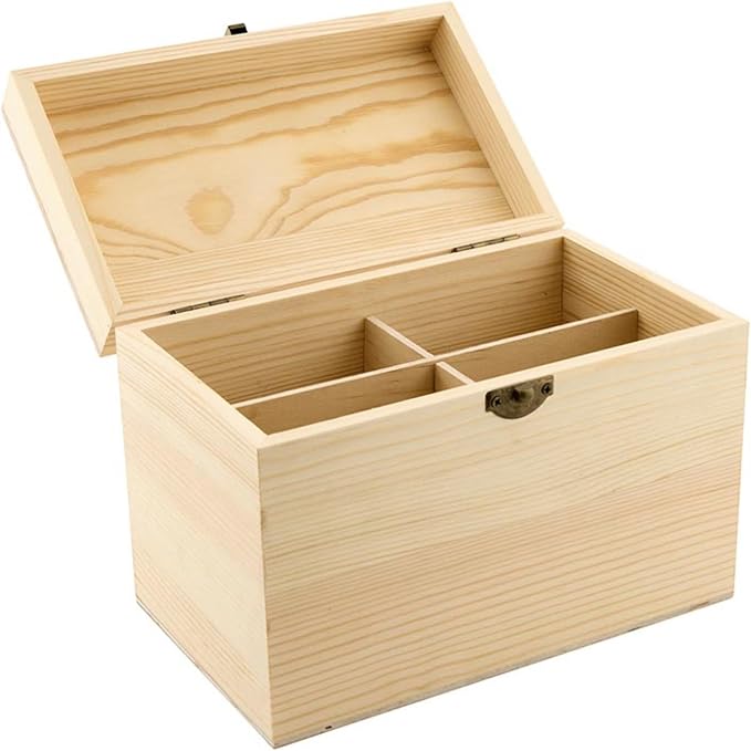 Santa Barbara Design Studio Seed Storage Box with 4 Dividers Wooden Storage Organizer, 7.75" x 4.5" x 5.5", Live Love Grow
