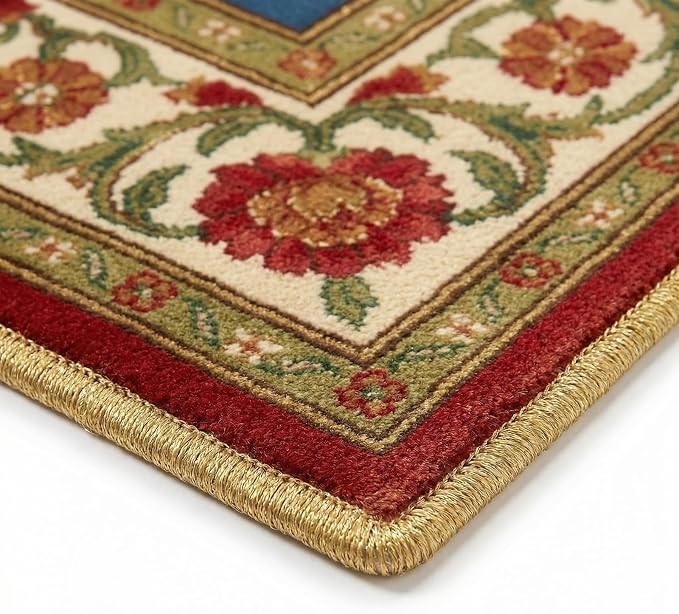9CH Vintage Traditional Area Rug 5x7, Washable Oriental Capet Soft Non Slip Blue Red Tree of Life Rugs for Living Room Bedroom Home