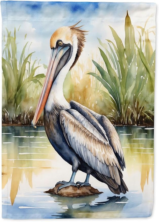 Caroline's Treasures Louisiana Brown Pelican House Flag Large Porch Sleeve Pole Decorative Outside Yard Banner Artwork Wall Hanging, Polyester, House Size, Multicolor