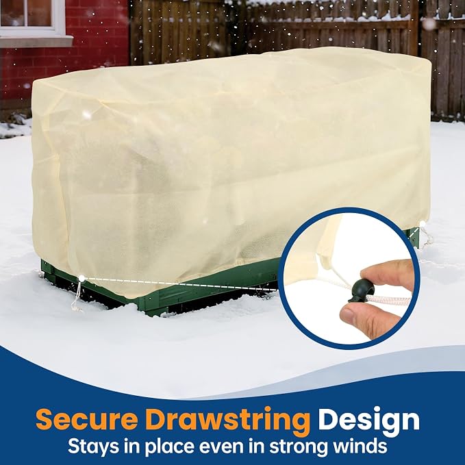 Plant Covers Freeze Protection, 2 Pack Garden Covers for Raised Bed, Frost Cloths for Outdoor Plants, Winter Protection for Vegetables & Flowers (55"×28"×18", Fit 2'×4' Bed)