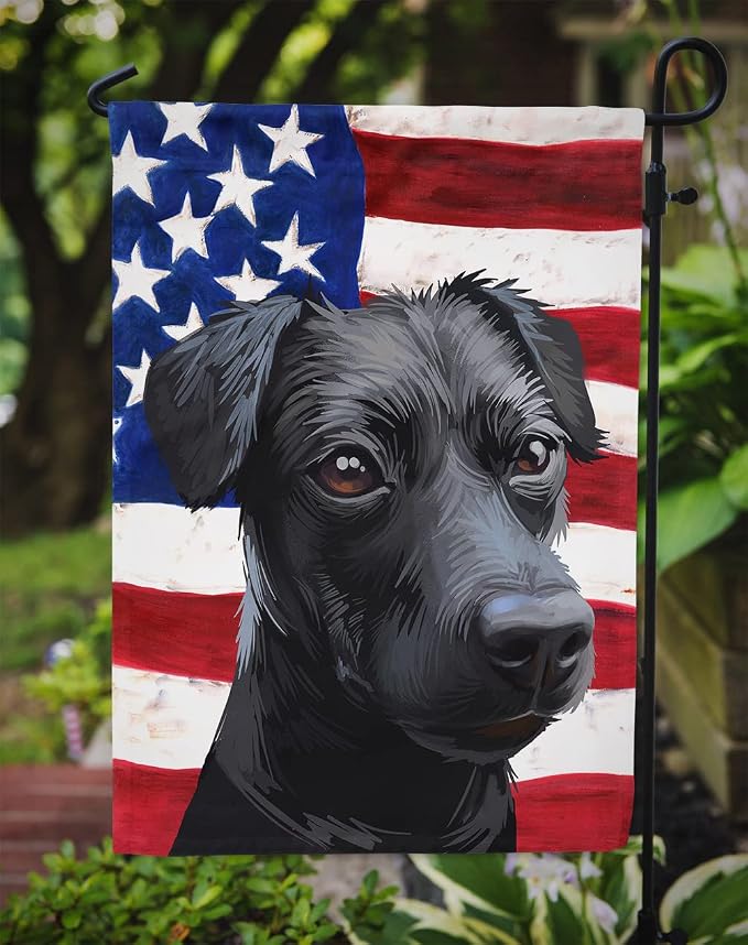 Caroline's Treasures CK6638GF Patterdale Terrier Dog American Flag Garden Flag Mailbox Flag Decorative Yard Flag Banner Outside Patio Artwork Yard Flower Beds, Garden Size, Multicolor